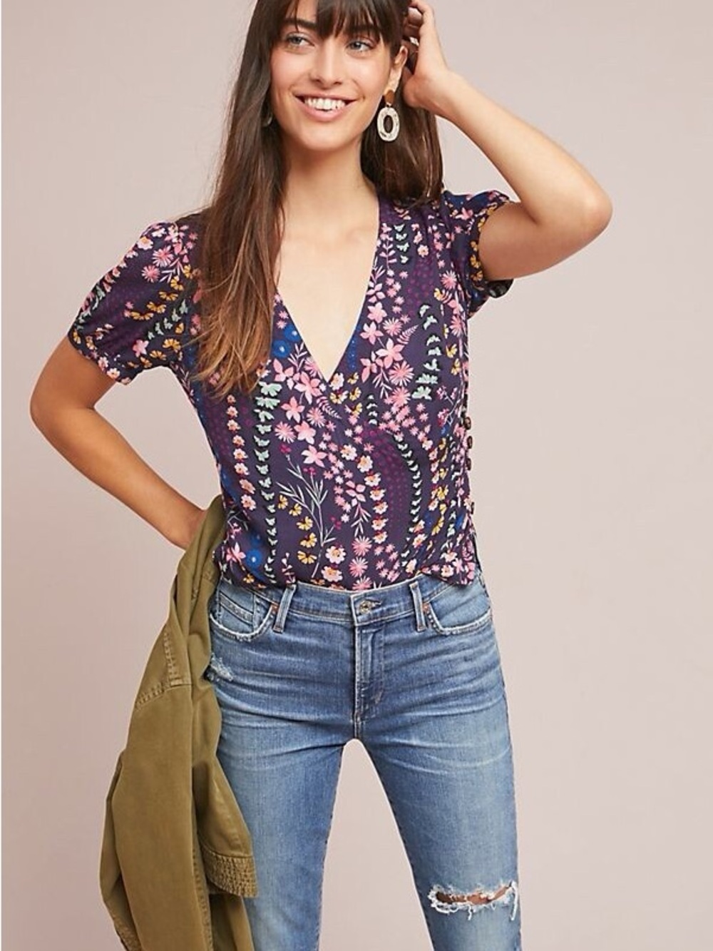 Meadow Rue Anthropologie Eldoret Wrap Top Size 14